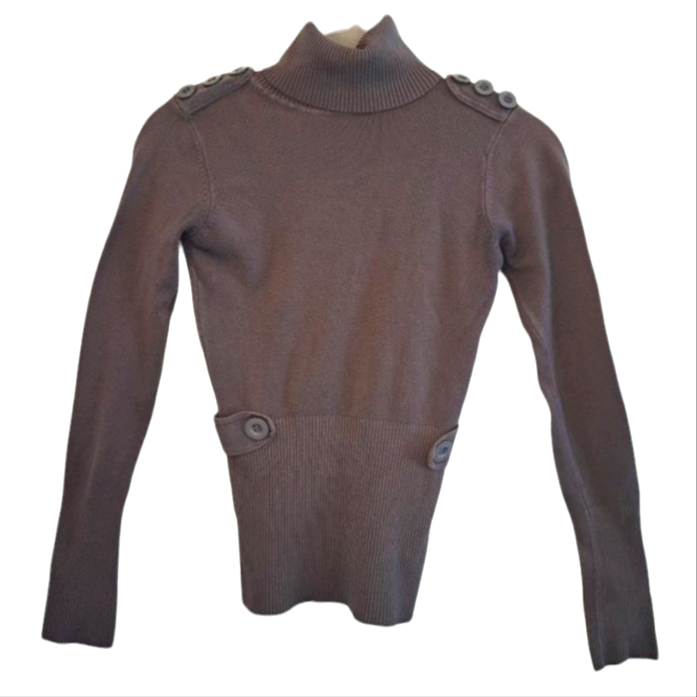 Urban Behavior Brown Long Sleeve Turtleneck Sweater With Buttons Size Medium